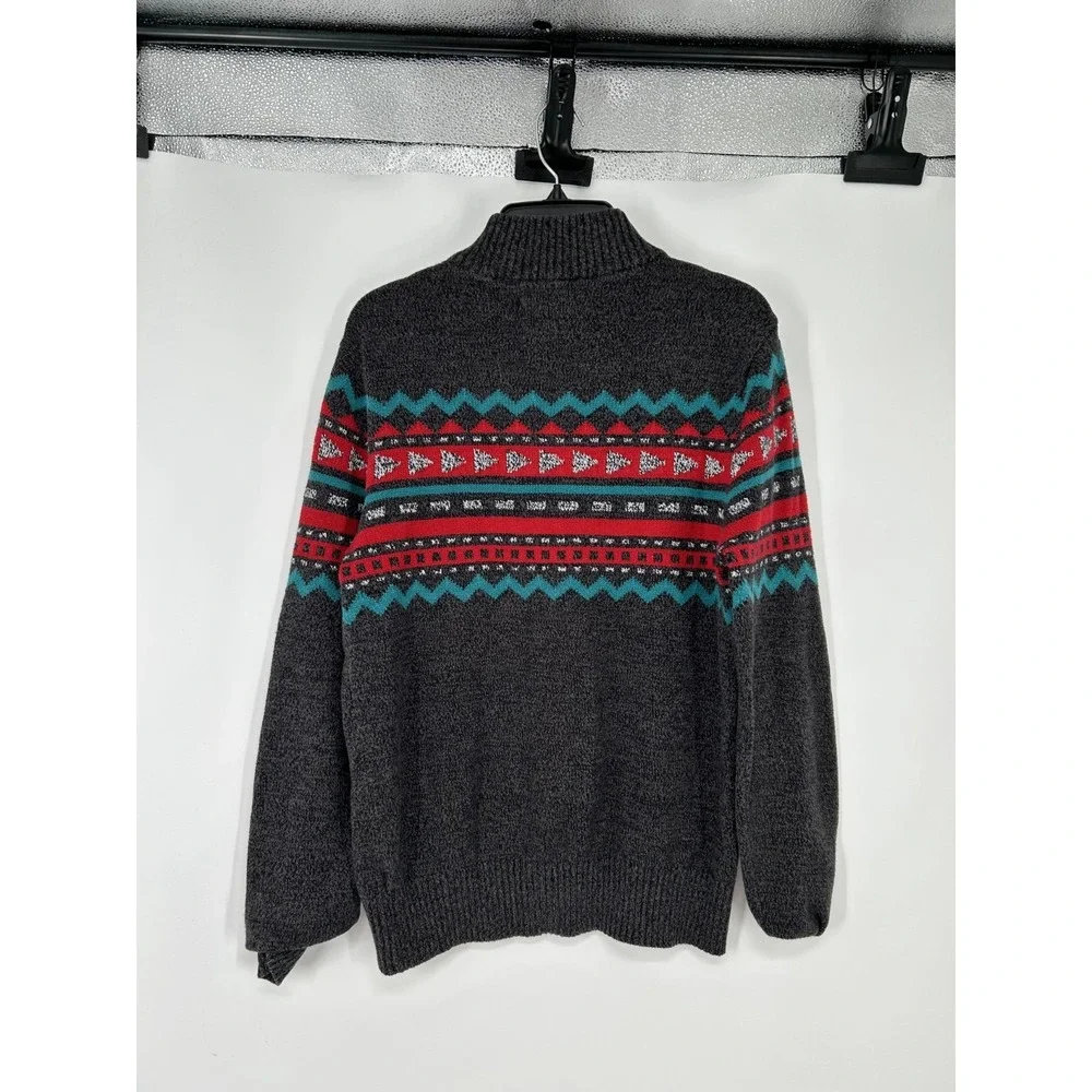 Urban Pipeline Sweater Aztec Geometric Print 1/4 Quarter Zip Grey‎ Mens Medium
